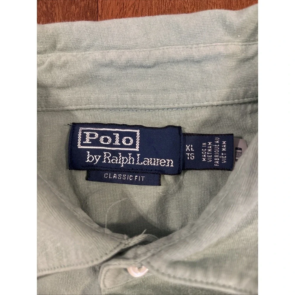 Polo Ralph Lauren Men XL Classic Fit Cotton Linen Polo Shirt Sage Green